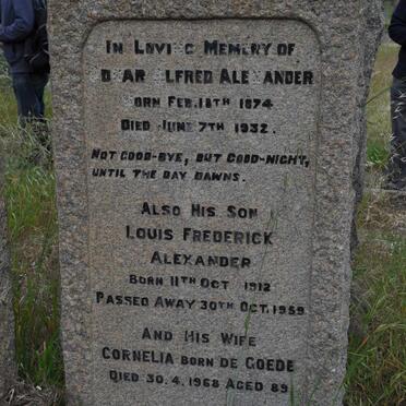 ALEXANDER Edgar Alfred 1874-1932 &amp; Cornelia DE GOEDE -1968 :: ALEXANDER Louis Frederick 1912-1959