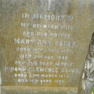 BAUER Johann Clemence 1873-1950 &amp; Mary Ann 1875-1948