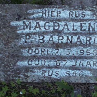 BARNARD Magdalene P. -1958