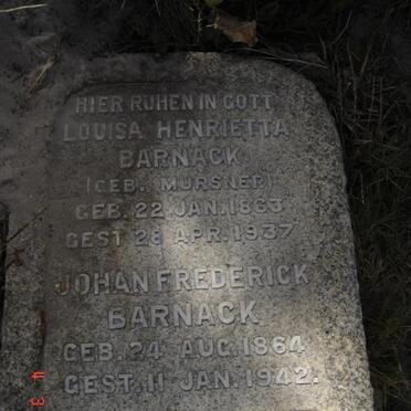 BARNACK Johan Frederick 1864-1942 &amp; Louisa Henrietta MURSNER 1863-1937