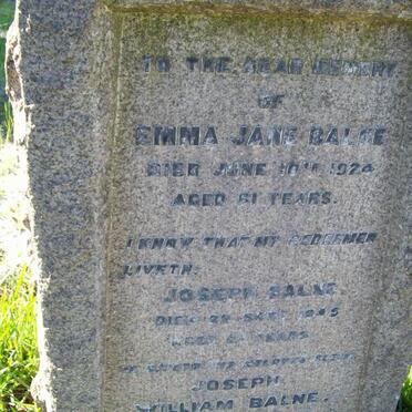 BALNE Emma Jane -1924 :: BALNE Joseph -1945 :: BALNE Joseph William -1957