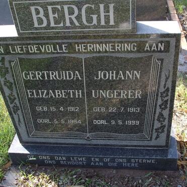 BERGH Johann Ungerer 1913-1999 &amp; Gertruida Elizabeth 1912-1994