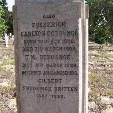BERRANGé Frederick Carlyon 1880-1904 :: BERRANGé T.M.  -1928 :: BRITTEN Gilbert Frederick 1887-1959