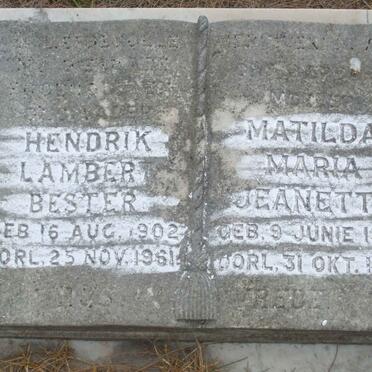 BESTER Hendrik Lambert 1903-1961 &amp; Matilda Maria Jeanetta 1909-1977