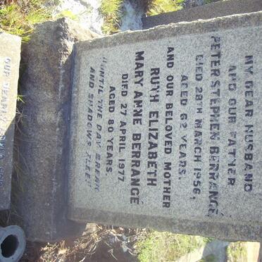 BERRANGE Peter Stephen -1956 &amp; Ruth Elizabeth Mary Anne -1977