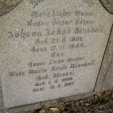 BINEDELL Johann Jakob 1881-1945 &amp; Reta Marie Adele AHRENS 1886-1967
