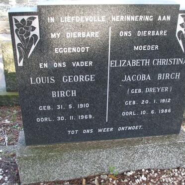BIRCH Louis George 1910-1969 &amp; Elizabeth Christina Jacoba DREYER 1912-1986
