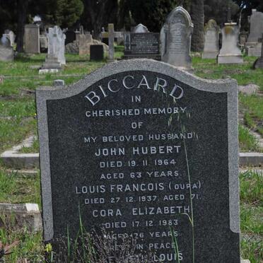 BICCARD Louis Francois -1937 :: BICCARD John Hubert -1964 :: BICCARD Cora Elizabeth -1983 :: BICCARD ? Louis -200?