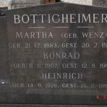 BOTTIGHEIMER Martha nee WENZ 1883-1969 :: BOTTIGHEIMER Konrad 1907-1981 :: BOTTIGHEIMER Heinrich 1926-1986