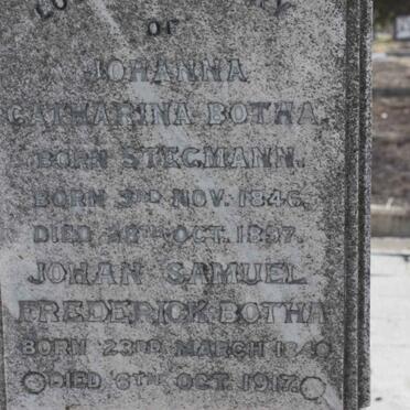 BOTHA  Johan Samuel Frederick 1840-1917 :: BOTHA Johanna Catharina nee STEGMANN 1846-1897