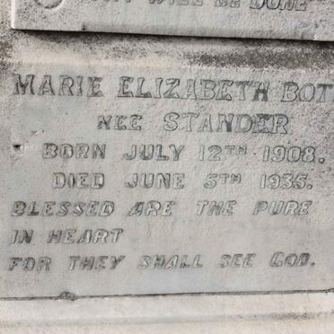 BOTHA Marie Elizabeth nee STANDER 1908-1935
