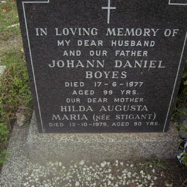BOYES Johann Daniel -1977 &amp; Hilda Augusta Maria STIGANT -1979