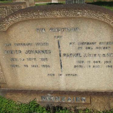BOONZAIER ?ozier Johannes 1895-1965 &amp; Rachel J. VAN DER MERWE 1911-1942