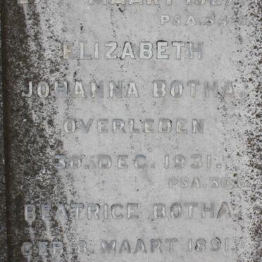 BOTHA Elizabeth Johanna -1931 :: BOTHA Beatrice 1891-1955