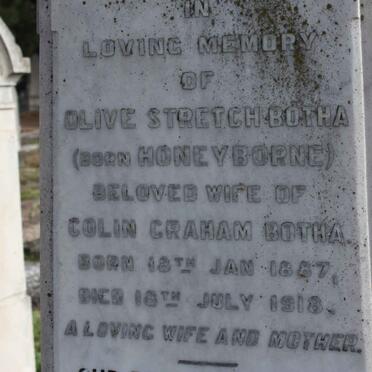 BOTHA Olive Strech nee HONEYBORNE 1887-1918