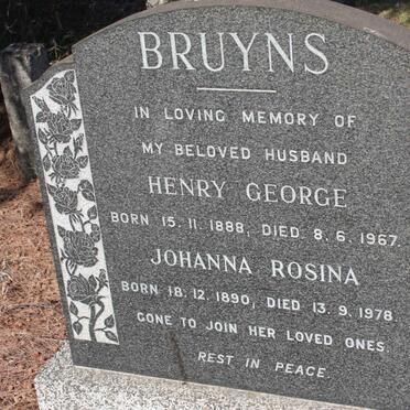 BRUYNS Henry George 1888-1967 &amp; Johanna Rosina 1890-1978
