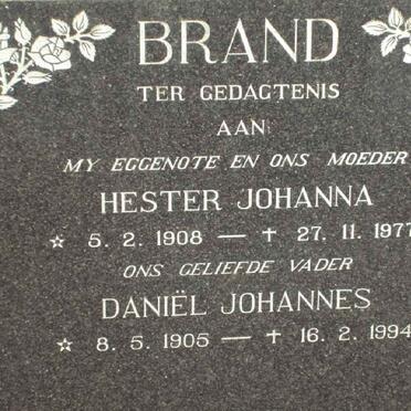 BRAND Daniel Johannes 1905-1994 &amp; Hester Johanna 1908-1977
