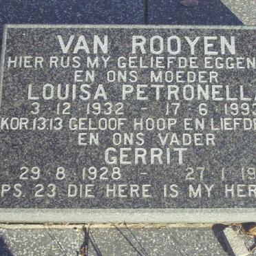 ROOYEN Gerrit, van 1928-1996 &amp; Louisa Petronella 1932-1993