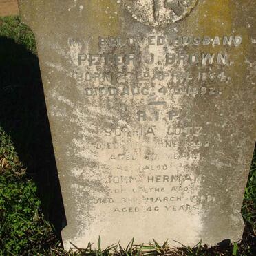 BROWN Peter J. 1864-1892 :: LOTZ Sophia -1893 :: BROWN John Herman -1908