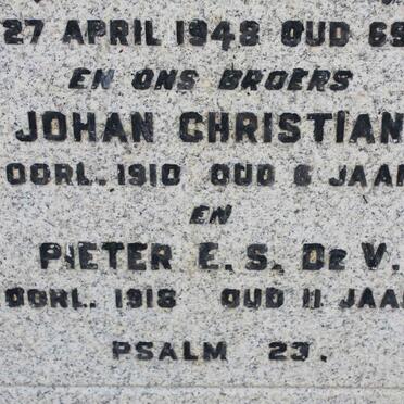 BRäSLER Johan Christiaan -1910 :: BRäSLER Pieter E.S. De V. -1918