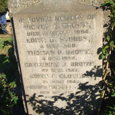 BROWN Victor G. -1894 :: STUBBS Edith B. -1908 :: BROWN Thomas P. -1924 :: BROWN Catherine J. -1927