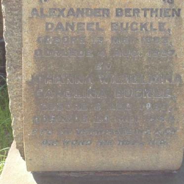 BUCKLE Alexander Berthien Daneel 1883-19?7 &amp; Johanna Wilhelmina Carolina 1887-1943
