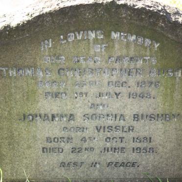 BUSHBY Thomas Christopher 1876-1948 &amp; Johanna Sophia VISSER 1881-1958