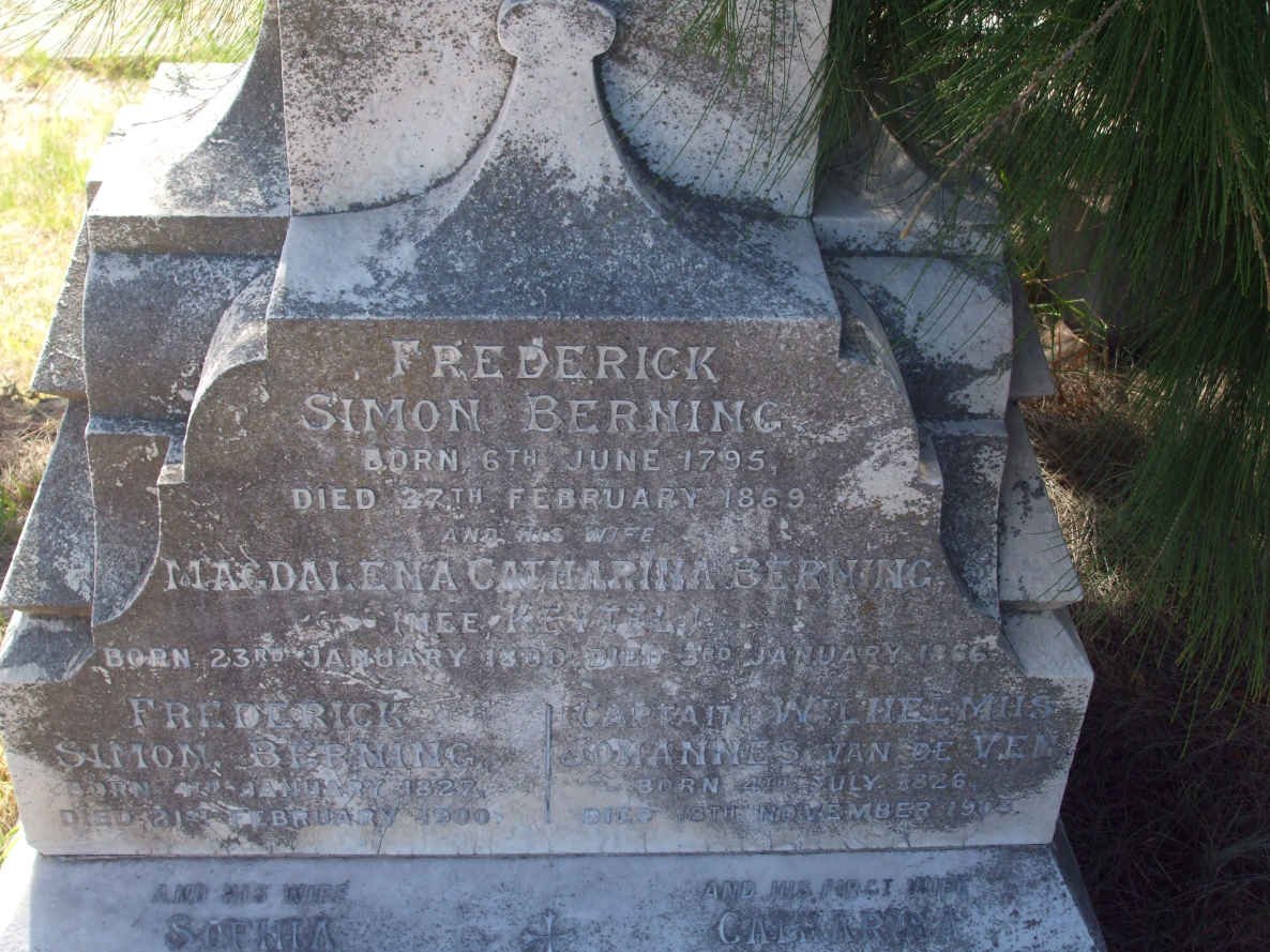 BERNING Frederick Simon 1795-1869 &amp; Magdalena Catharina KEYTEL 1800-1866 :: BERNING Frederick Simon 1827-1900