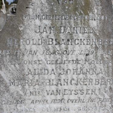 BLANCKENBERG Jan Daniel Herold 18?6-1920 &amp; Alida Johanna Maria VAN EYSSEN 1838-1930