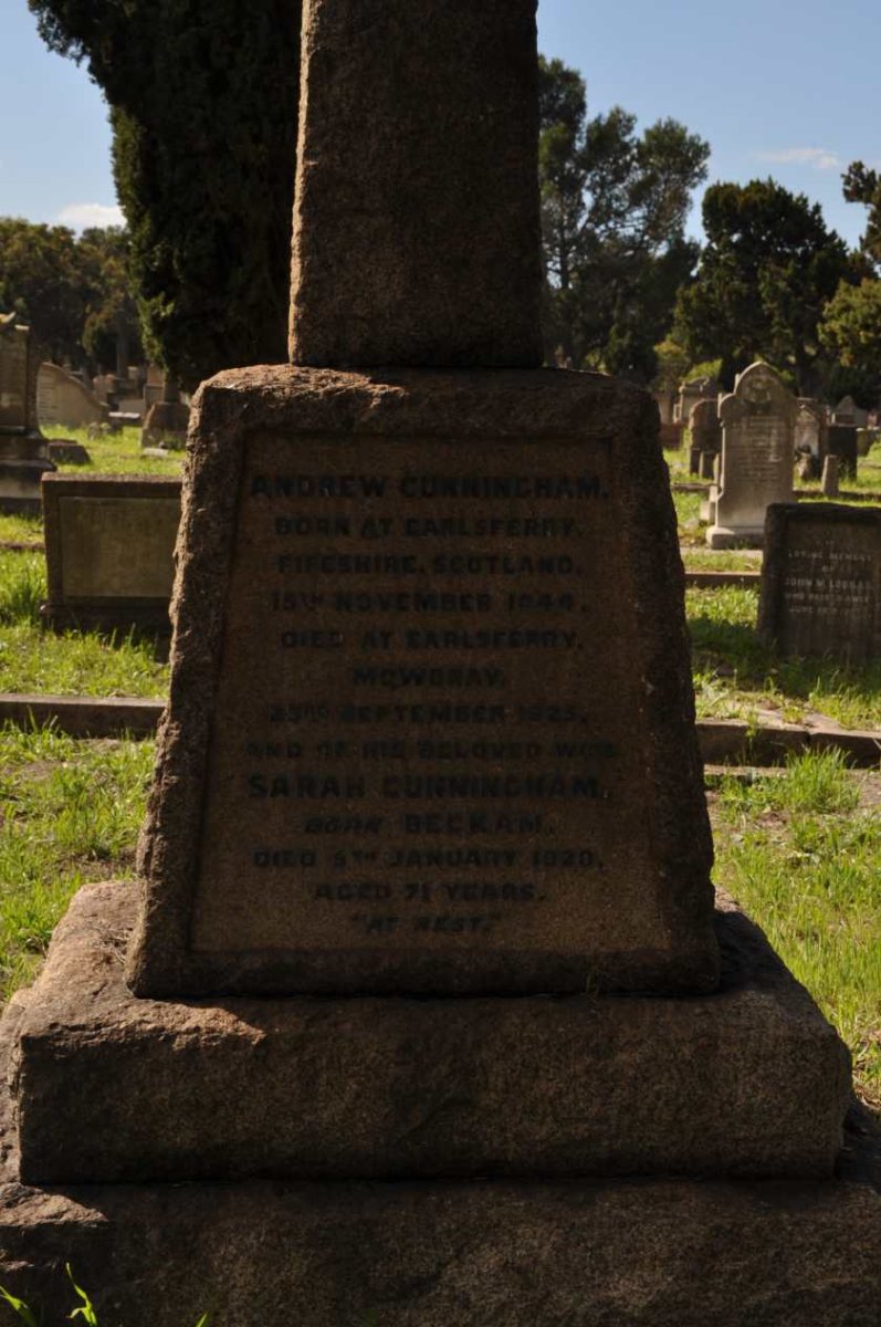 CUNNINGHAM Andrew 1844-1925 &amp; Sarah BECKAM -1920