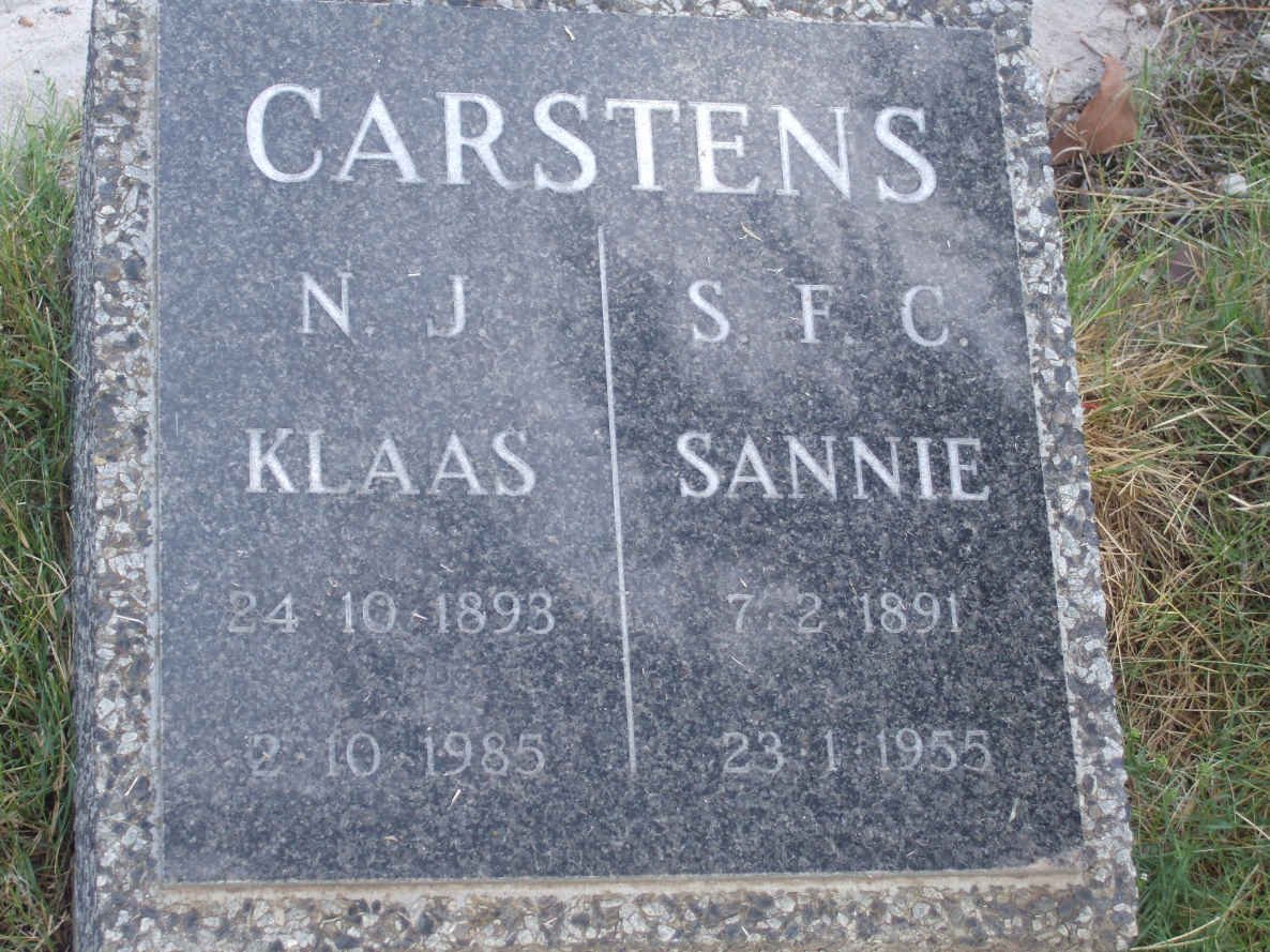 CARSTENS N.J. 1893-1985 &amp; S.F.C. 1891-1955