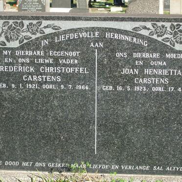 CARSTENS Frederick Christoffel 1921-1966 &amp; Joan Henrietta 1923-1992