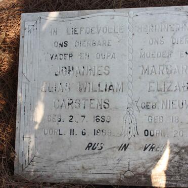 CARSTENS Johannes Elias William 1899-1969 &amp; Margretha Elizabeth NIEUWSTAD 1898-1973