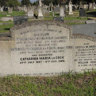 COCK Hendrikus Stiglingh, la 1846-1924 & Johanna Hendrina VOS 1858-1939 :: LA COCK Catharina Maria 1897-1980
