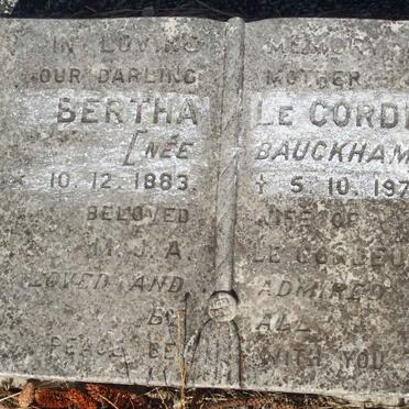 CORDEUR Bertha, le nee BAUCKHAM 1883-1979