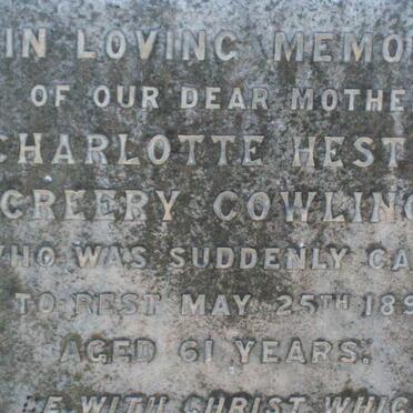 COWLING Charlotte Hester Creery  -1895 