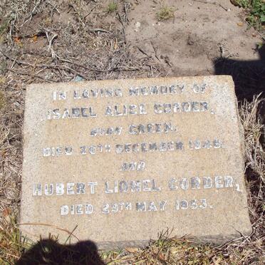 CORDER Hubert Lionel -1953 &amp; Isabel Alice GREEN -1949