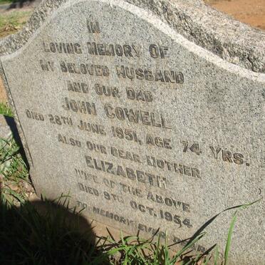 COWELL John -1951 &amp; Elizabeth -1954