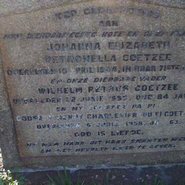 COETZEE Wilhelm Petrus -1955 &amp; Johanna Elizabeth Petronella -1944 :: COETZEE Godfrey Henry Charles -1959