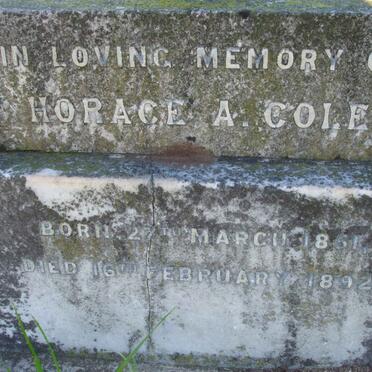 COLE Horace A. 1851-1892