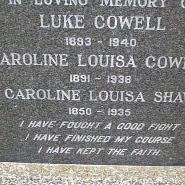 COWELL Luke 1893-1940 &amp; Caroline Louisa 1891-1936 :: SHAW Caroline Louisa 1850-1935