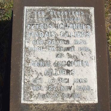 CILLIERS Petrus Johannes Marais 1858-1919 &amp; Anna Jacomina 1865-1940