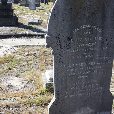 CELLIER Willem Marthinus 1852-1931 &amp; Eliza HELM -1913 :: CELLIER William Helm 1889-1952