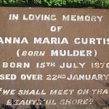 CURTIS Anna Maria nee MULDER 1870-1937