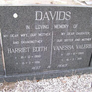 DAVIDS Harriet Edith 1950-1991 :: DAVIDS Vanessa Valerie  1969-1991