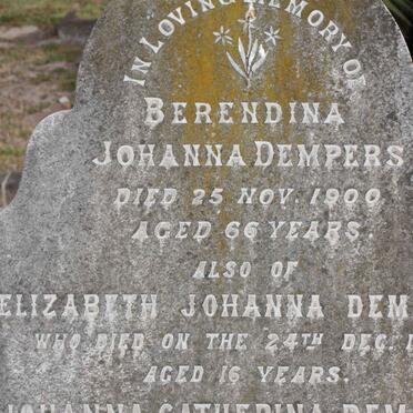 DEMPERS Berendina Johanna -1900 :: DEMPERS Elizabeth Johanna -1909