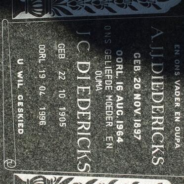 DIEDERICKS A.J.J. 1897-1964 &amp; J.C. 1905-1995