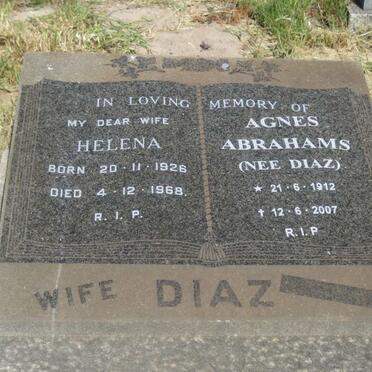 DIAZ Helena 1926-1968 :: ABRAHAMS Agnes nee DIAZ 1912-2007