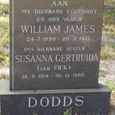 DODDS William James 1899-1971 &amp; Susanna Gertruida FICK 1914-1980