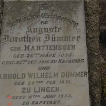 DÜMMER Arnold Wilhelm 1851-1935 &amp; Auguste Dorothea MARTIENSSEN 1854-19116